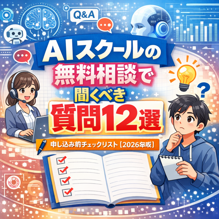 AIスクールの無料相談で聞くべき質問12選｜申し込み前チェックリスト【2026年版】