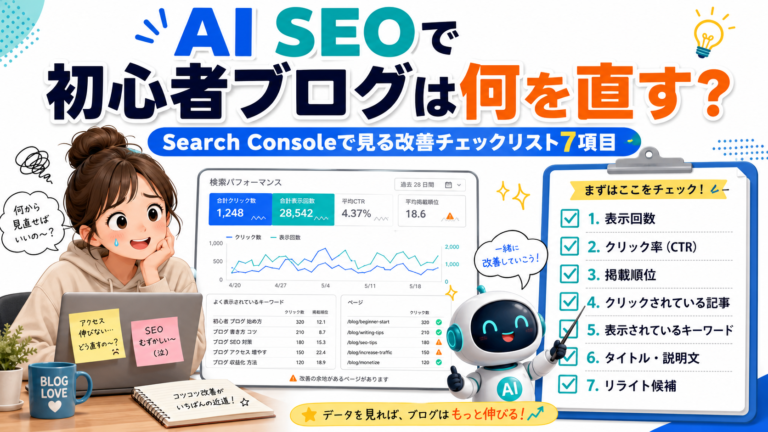 AI SEOで初心者ブログは何を直す？Search Consoleで見る改善チェックリスト7項目